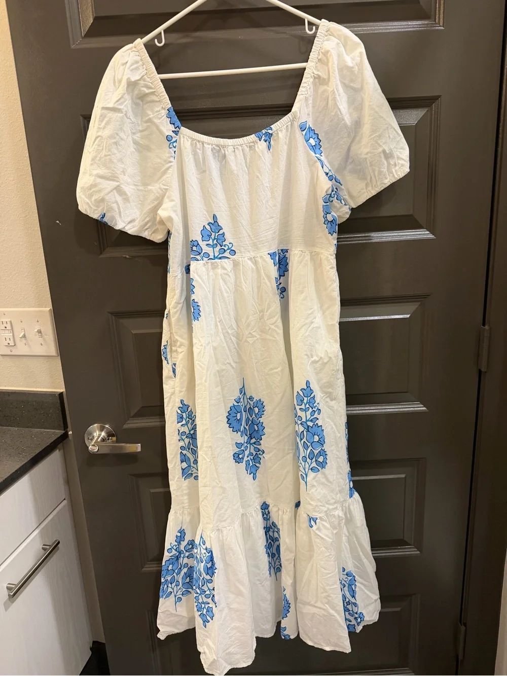 J. Crew white and blue floral Gathered Waist Dress - Picture 3 of 3
